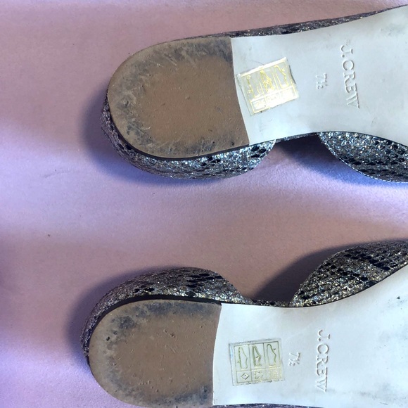 J Crew Gold Glitter Pointy Toe Flats - Picture 8 of 9